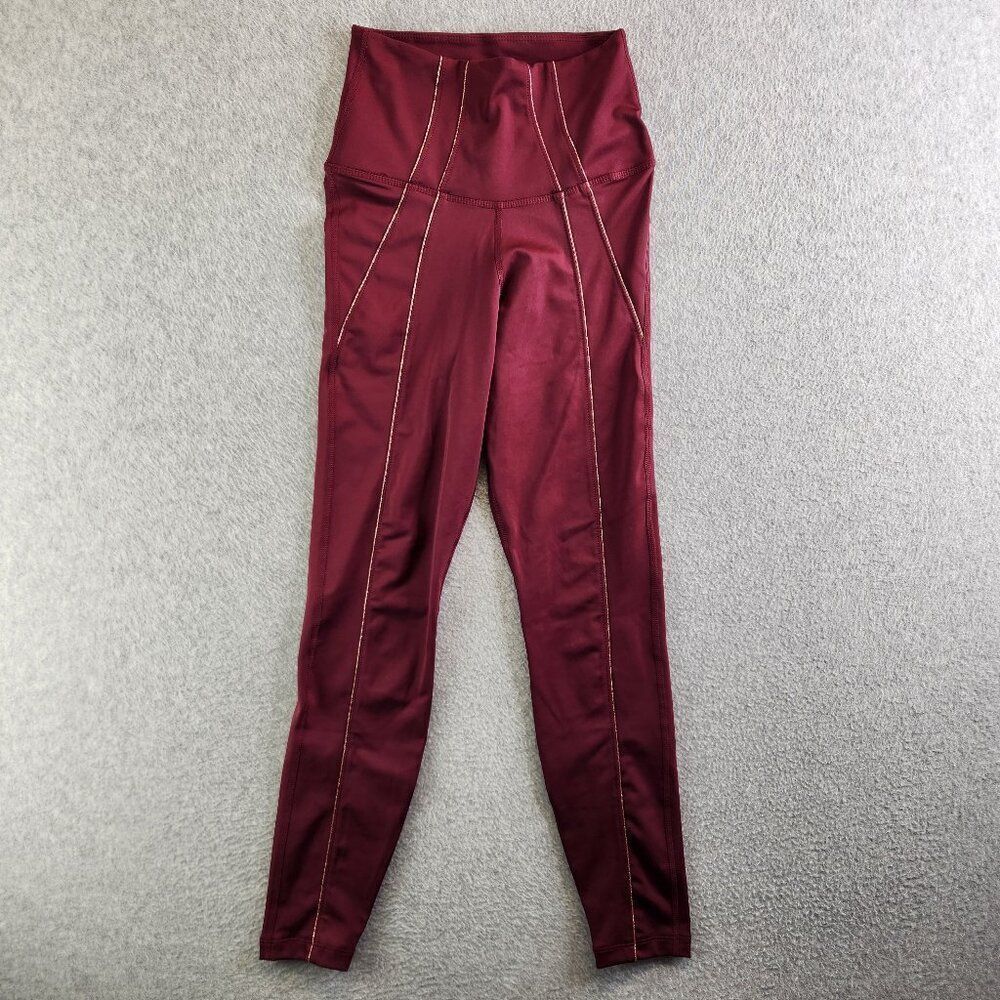 Nike Leggings Womens XS Red Glitter 7/8 Length Dri Fit Yoga Practice Studio